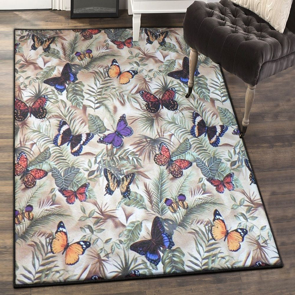 Monarch Cool Rugs Butterfly Rug Rectangle Rugs Washable Area Rug Non-Slip Carpet For Living Room Bedroom