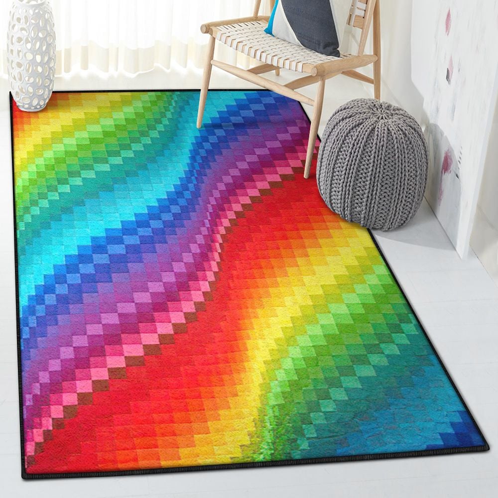 Pride Carpets Rainbow Lgbt Rectangle Rug Rectangle Rugs Washable Area Rug Non-Slip Carpet For Living Room Bedroom