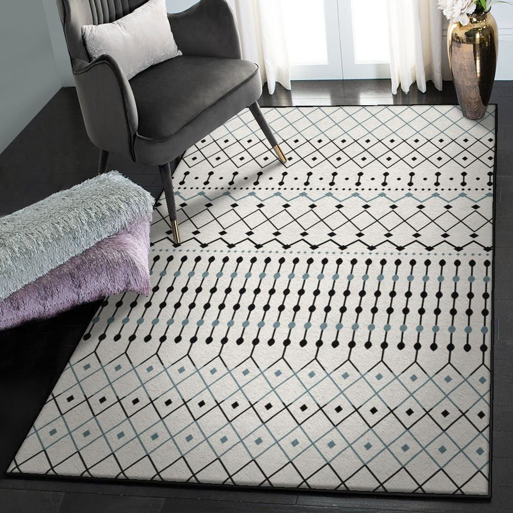Slate Art Deco Rug Slate Transitional White Floor Rug Rectangle Rugs Washable Area Rug Non-Slip Carpet For Living Room Bedroom