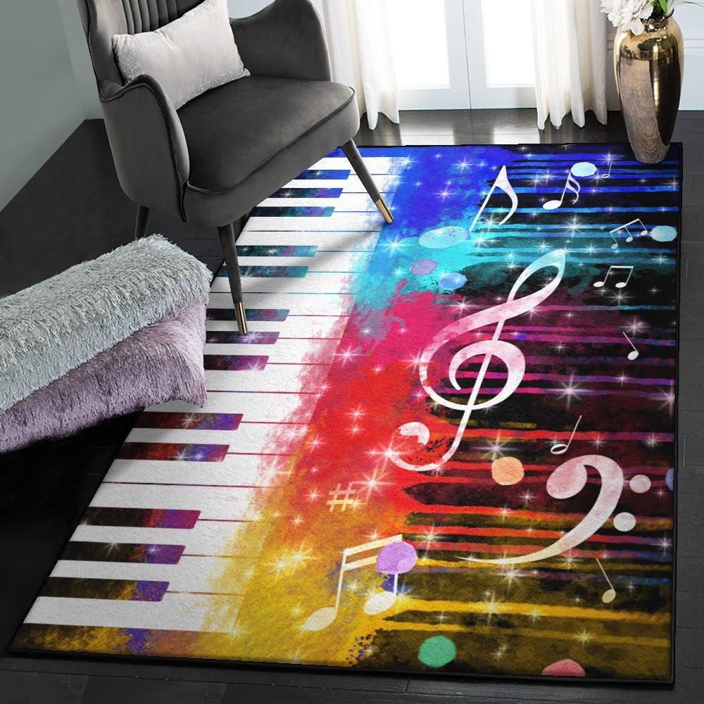Melody Large Music Rug Rectangle Rugs Washable Area Rug Non-Slip Carpet For Living Room Bedroom