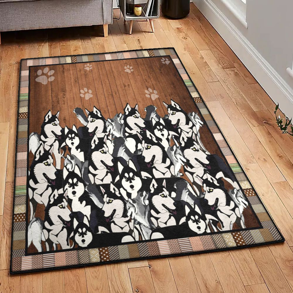 Snow Dogs Huskies Vintage Rug Rectangle Rugs Washable Area Rug Non-Slip Carpet For Living Room Bedroom