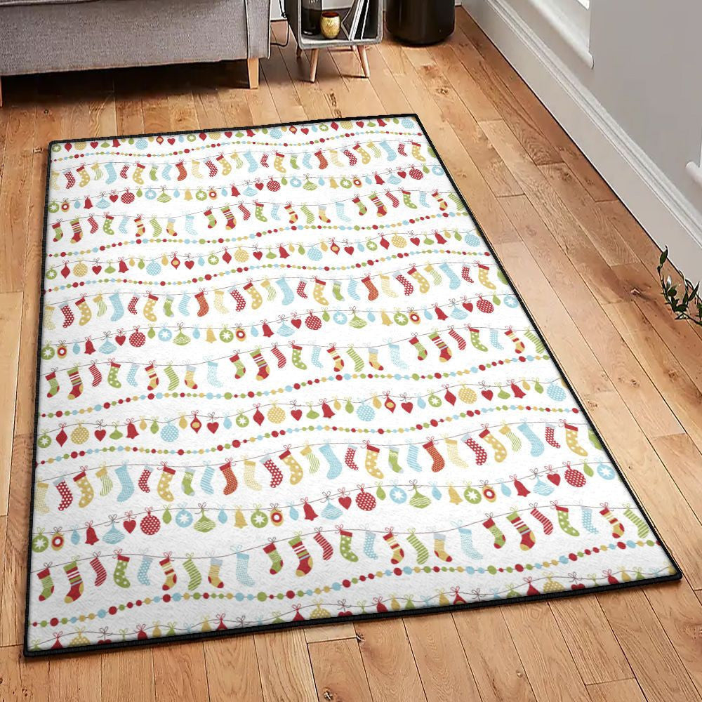 Xmas Christmas Rug Rectangle Rugs Washable Area Rug Non-Slip Carpet For Living Room Bedroom