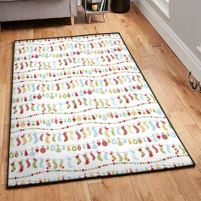 Xmas Christmas Rug Rectangle Rugs Washable Area Rug Non-Slip Carpet For Living Room Bedroom