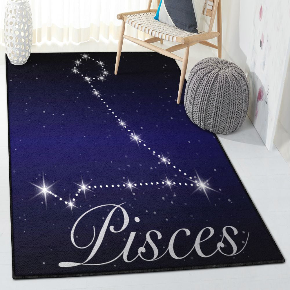 Zodiac Sign Carpet Zodiac Pisces Rug Rectangle Rugs Washable Area Rug Non-Slip Carpet For Living Room Bedroom