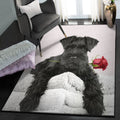 Schnauzer Washable Rugs Miniature Schnauzer Rug Rectangle Rugs Washable Area Rug Non-Slip Carpet For Living Room Bedroom