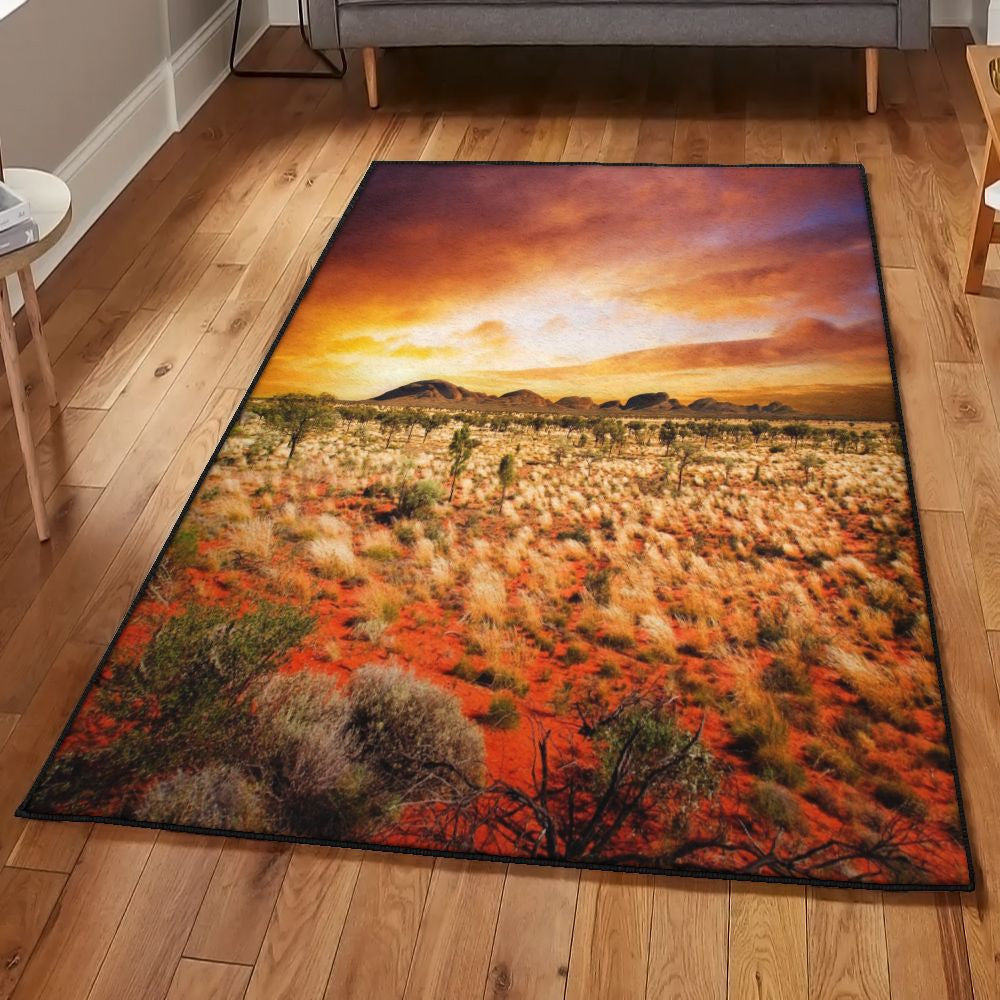 Sunset Dining Room Rug Desert Sunset Rug Rectangle Rugs Washable Area Rug Non-Slip Carpet For Living Room Bedroom