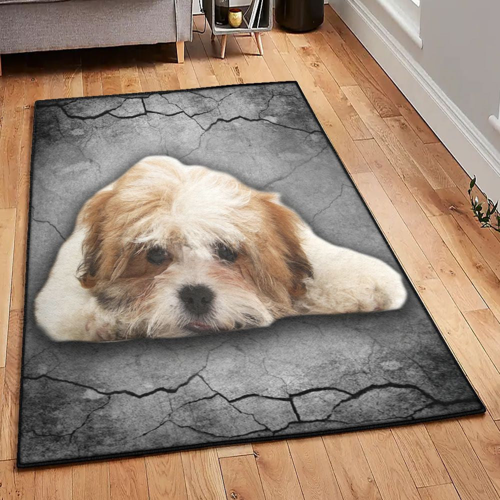 Rugs Shihtzu Cute Rug Rectangle Rugs Washable Area Rug Non-Slip Carpet For Living Room Bedroom