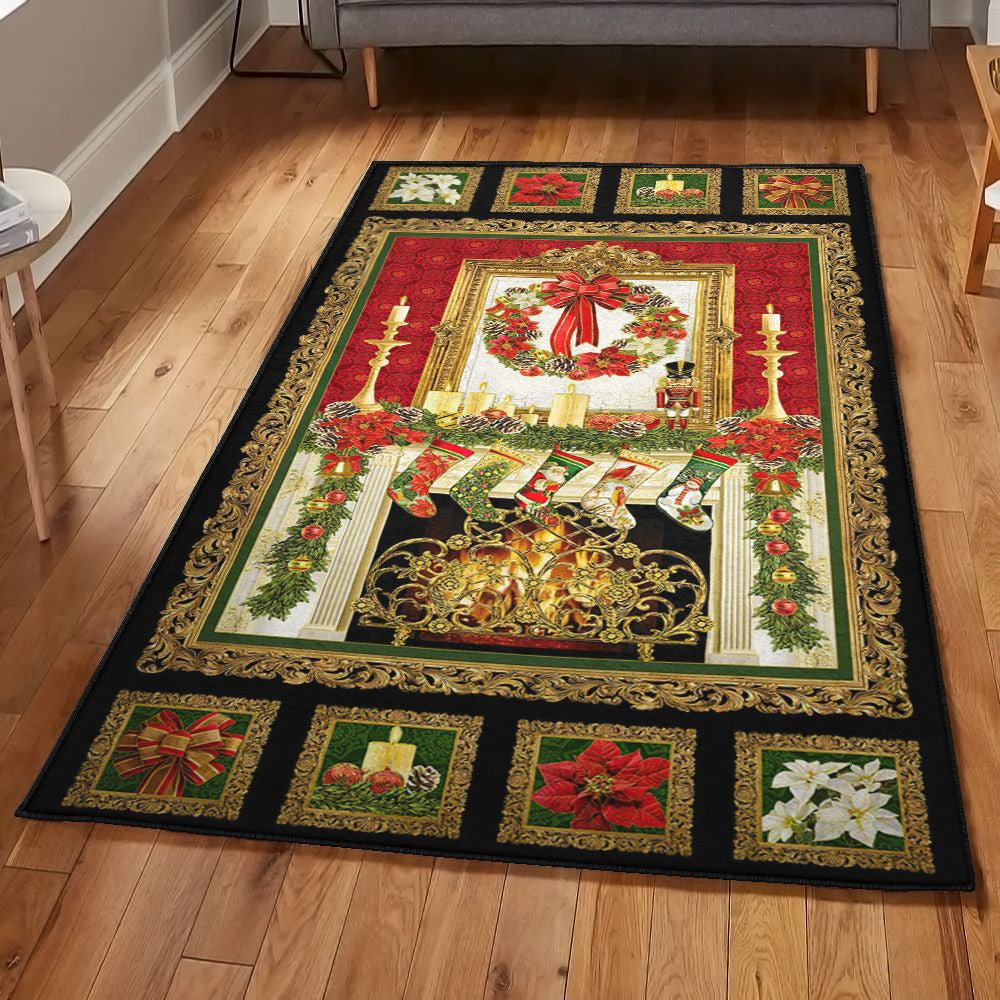 Merry Christmas Non Shedding Christmas Rug Rectangle Rugs Washable Area Rug Non-Slip Carpet For Living Room Bedroom