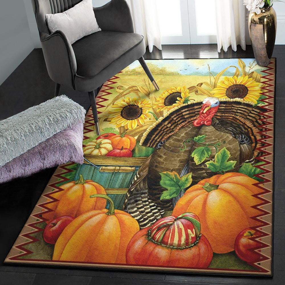 Thanksgiving Bedroom Rugs Thanksgiving Rug Rectangle Rugs Washable Area Rug Non-Slip Carpet For Living Room Bedroom