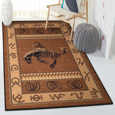 Riding Dining Room Rug Bucking Bronco Rider Western 0906Hy Rug Rectangle Rugs Washable Area Rug Non-Slip Carpet For Living Room Bedroom