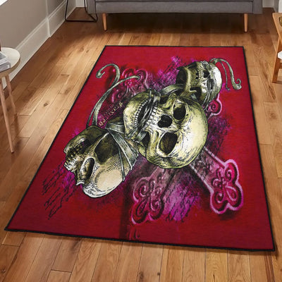 Skull Art Deco Rug Skull Rug Rectangle Rugs Washable Area Rug Non-Slip Carpet For Living Room Bedroom