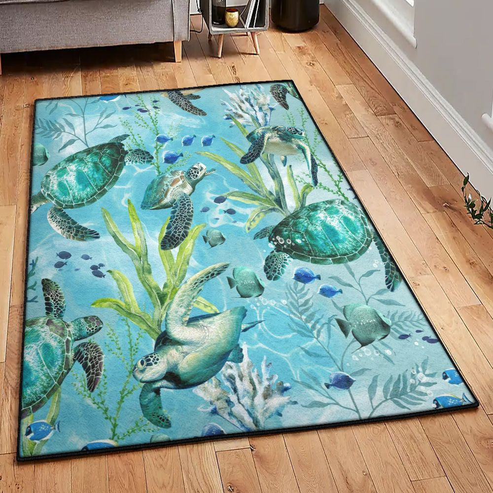 Sea Turtle Carpets Sea Turtle Rug Rectangle Rugs Washable Area Rug Non-Slip Carpet For Living Room Bedroom