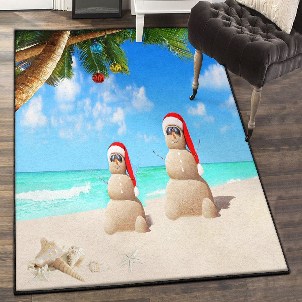 Merry Christmas Large Christmas Rug Rectangle Rugs Washable Area Rug Non-Slip Carpet For Living Room Bedroom