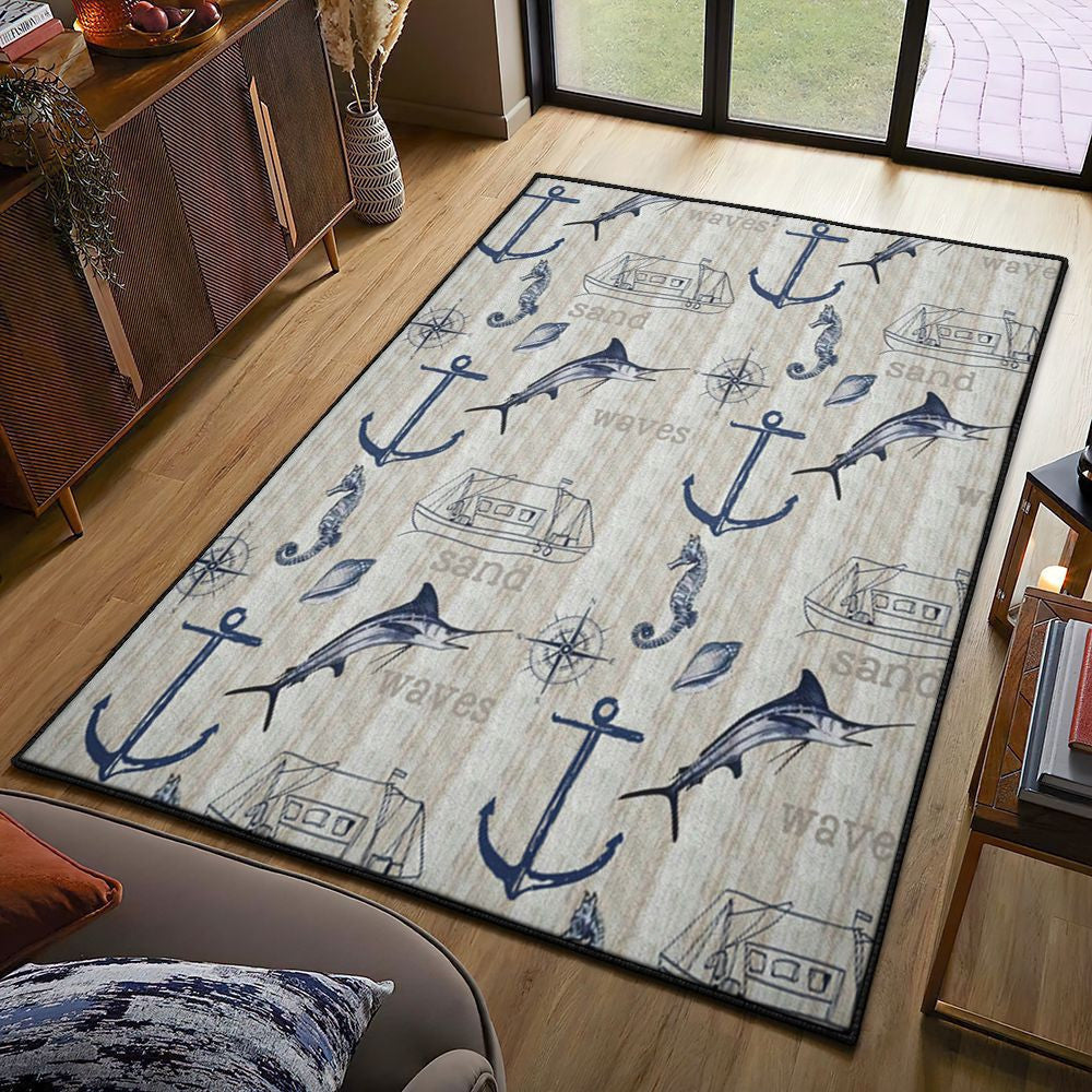 Ocean Carpet Ocean Cotton Bed Sheets Spread Comforter Duvet Cover Rug Rectangle Rugs Washable Area Rug Non-Slip Carpet For Living Room Bedroom