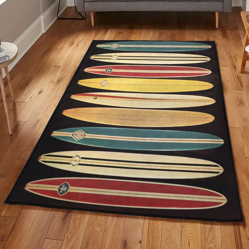 Surfboard Cool Rugs Surfing Rug Rectangle Rugs Washable Area Rug Non-Slip Carpet For Living Room Bedroom