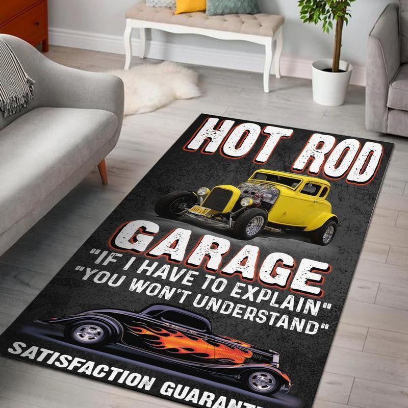 Hotrod Area Rug Carpet Vintage Home Decor Gift Idea Hot Rod Garage