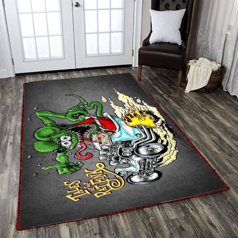 Hotrod Rug Rat Fink Hot Rod Muscle Car 03970 Living Room Rugs, Bedroom Rugs, Kitchen Rugs
