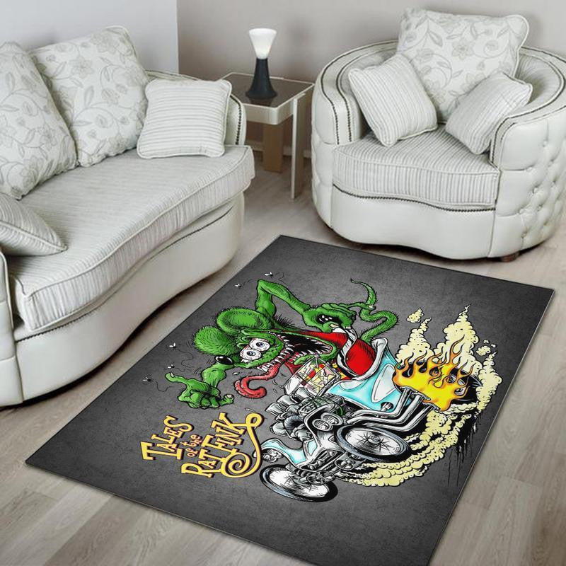 Hotrod Rug Rat Fink Hot Rod Muscle Car 03970 Living Room Rugs, Bedroom Rugs, Kitchen Rugs