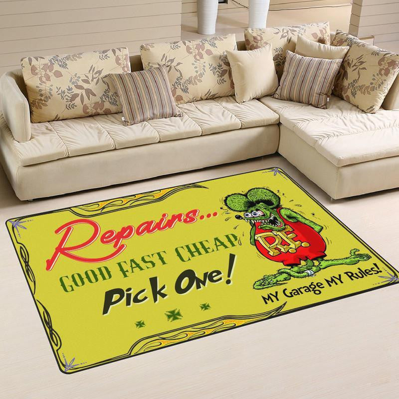 Rat Fink Hot Rod Area Rug Carpet Vintage Home Decor Gift Idea