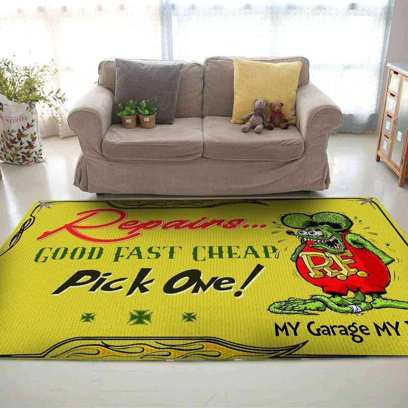Rat Fink Hot Rod Area Rug Carpet Vintage Home Decor Gift Idea