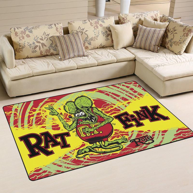 Rat Fink Hot Rod Area Rug Carpet Vintage Home Decor Gift Idea