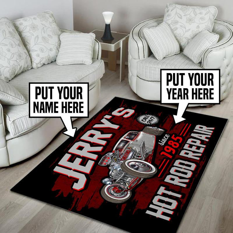 Personalized Hot Rod Repair Rug 05348 Living Room Rugs, Bedroom Rugs, Kitchen Rugs