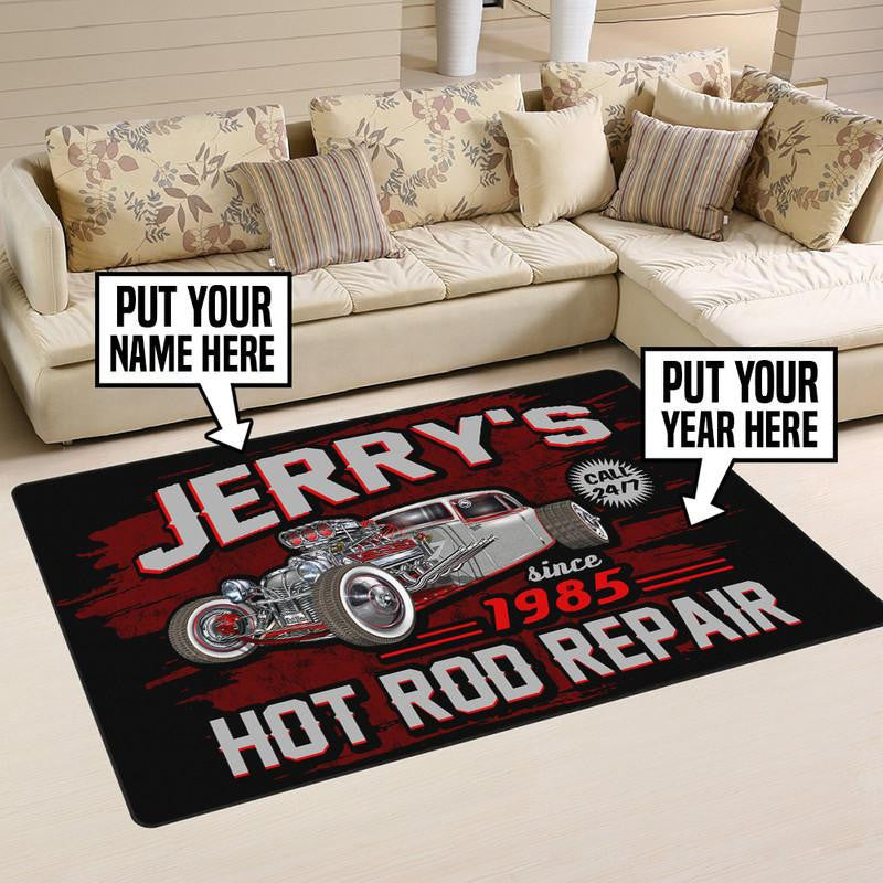 Personalized Hot Rod Repair Rug 05348 Living Room Rugs, Bedroom Rugs, Kitchen Rugs
