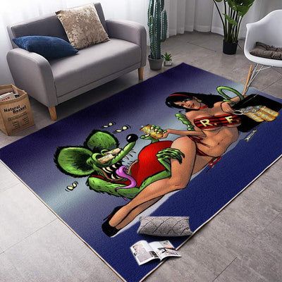 Rat Fink Hot Rod Rug Living Room Rugs, Bedroom Rugs, Kitchen Rugs