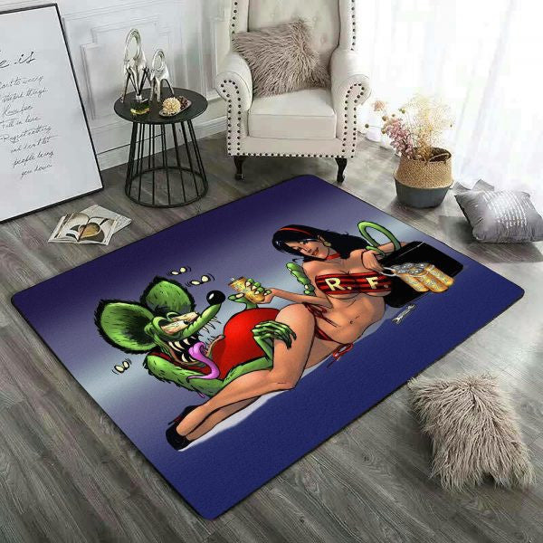 Rat Fink Hot Rod Rug Living Room Rugs, Bedroom Rugs, Kitchen Rugs