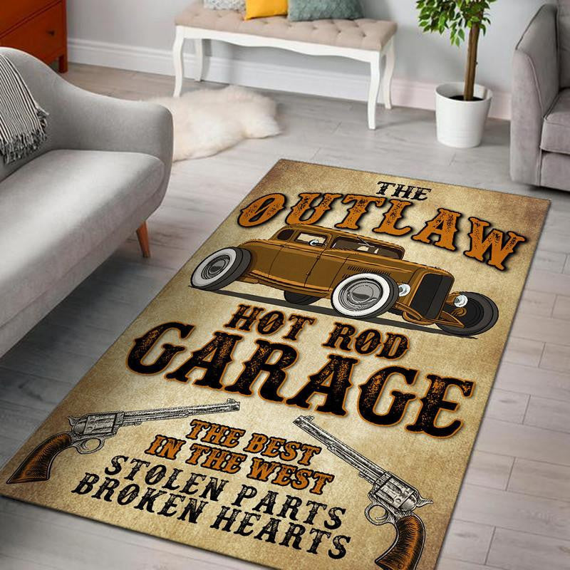 Hot Rod Garage Area Rug Carpet Vintage Home Decor Gift Idea