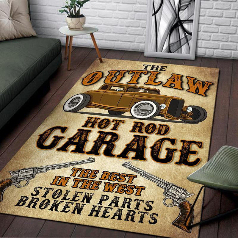 Hot Rod Garage Area Rug Carpet Vintage Home Decor Gift Idea