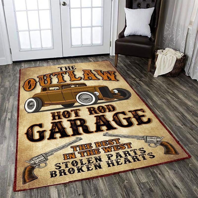Hot Rod Garage Area Rug Carpet Vintage Home Decor Gift Idea