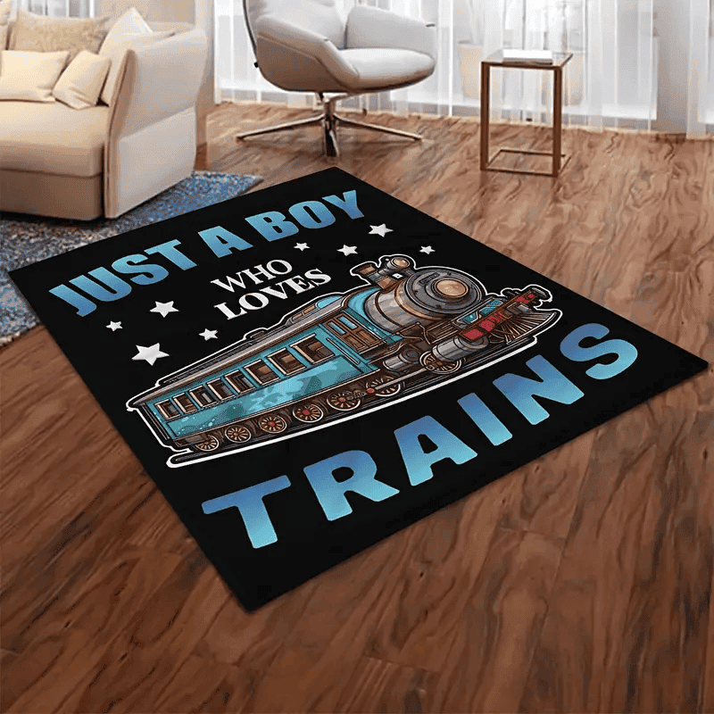 Just A Boy Who Loves Trains Area Rug