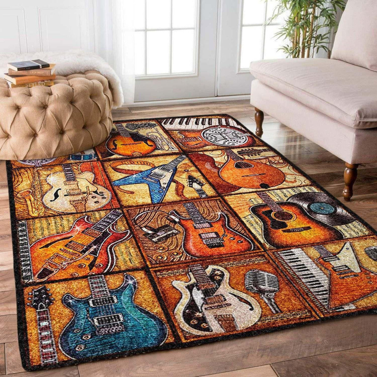 Guitar Area Rug All Over Print Home Decor Gift For Music Lover