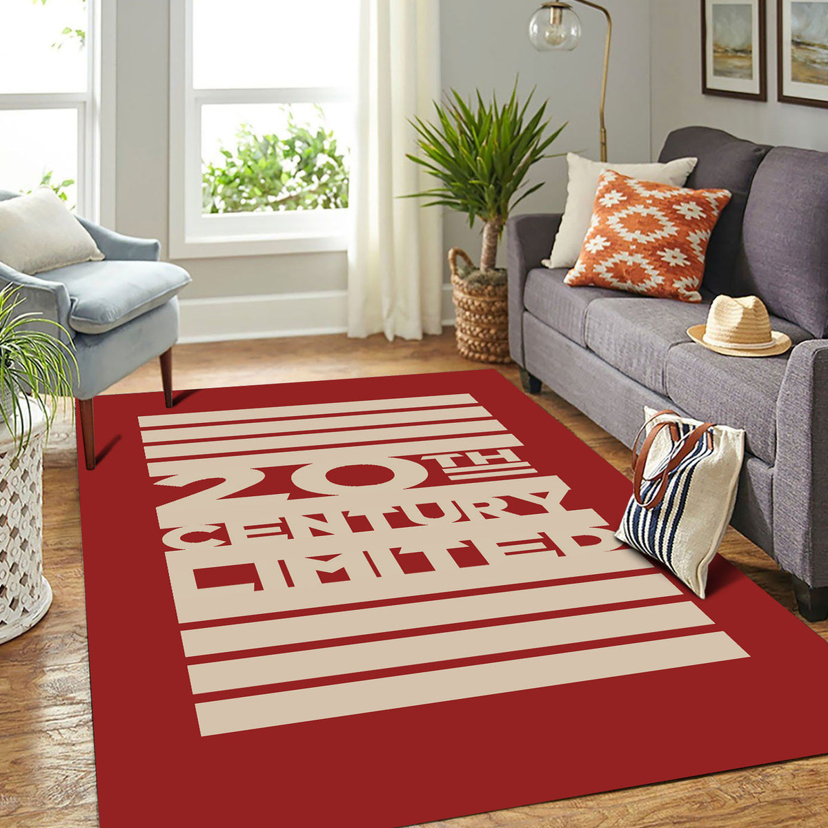 20th Century Limited Red Area Rug All Over Print Gift For Train Lovers