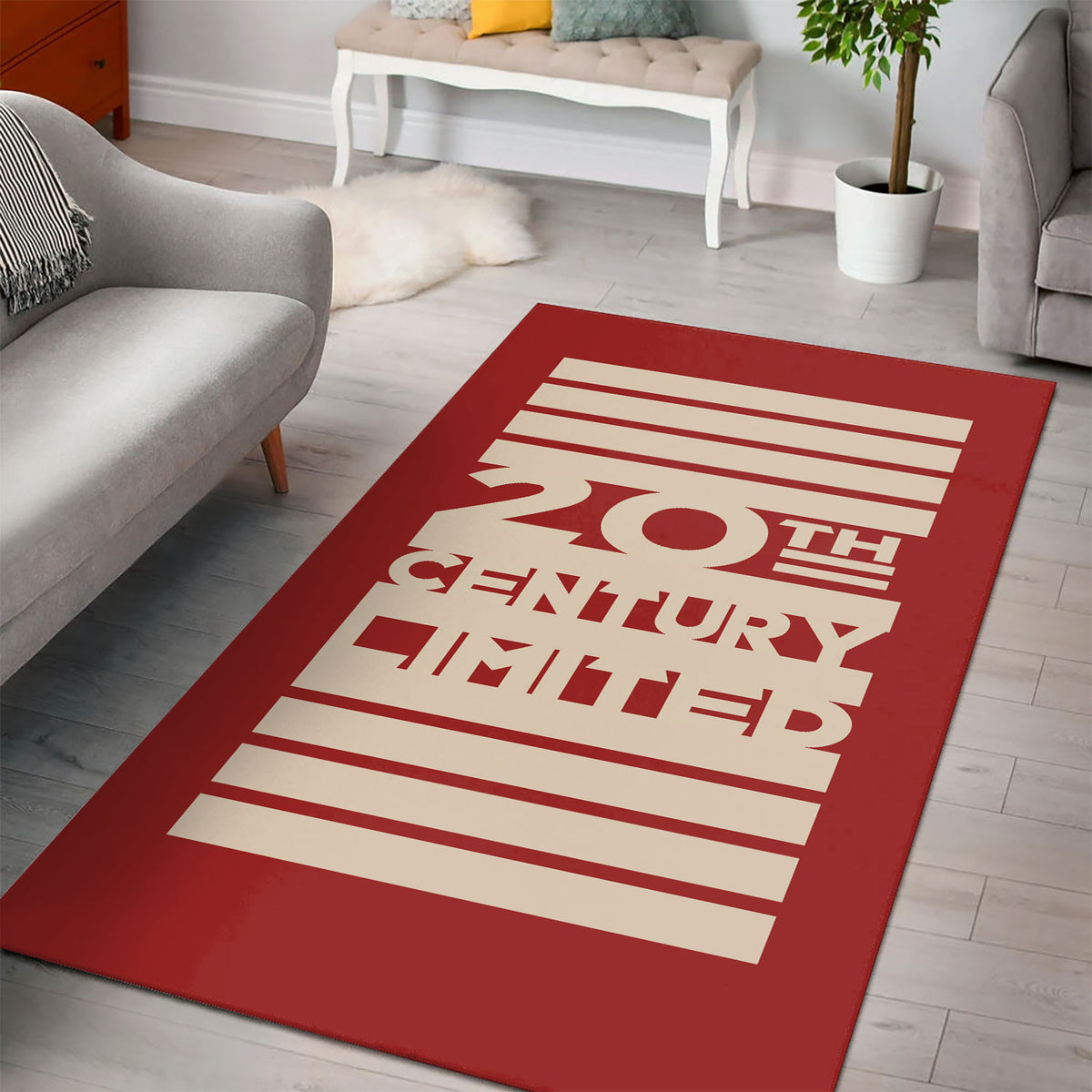 20th Century Limited Red Area Rug All Over Print Gift For Train Lovers