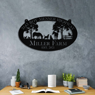 Personalized Metal Horse Dog Cat Chicken Sign Monogram Custom Outdoor Farm Ranch Stable Acres Wall Decor Art Gift