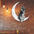 Dog Metal Sign Black French Bulldog 4 Sit On The Moon Gift for Dog Lover