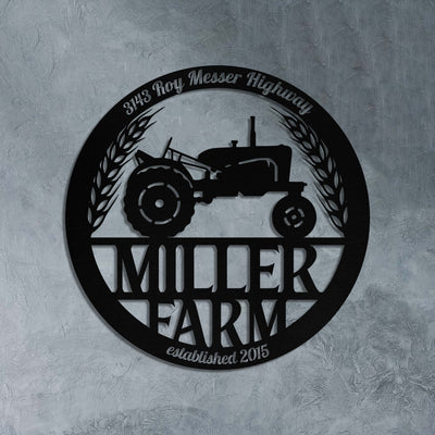 Personalized Metal Farm Sign Barn Tractor Monogram Custom Outdoor Farmhouse Entry Road Front Gate Wall Decor Gift