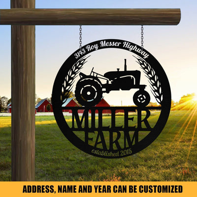 Personalized Metal Farm Sign Barn Tractor Monogram Custom Outdoor Farmhouse Entry Road Front Gate Wall Decor Gift