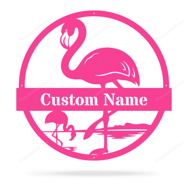 Flamingo Monogram Cut Metal Sign Metal House Sign