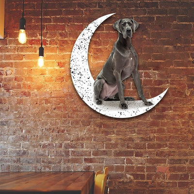 Dog Metal Sign Little Great Dane 1 Sit On The Moon Gift for Dog Lover