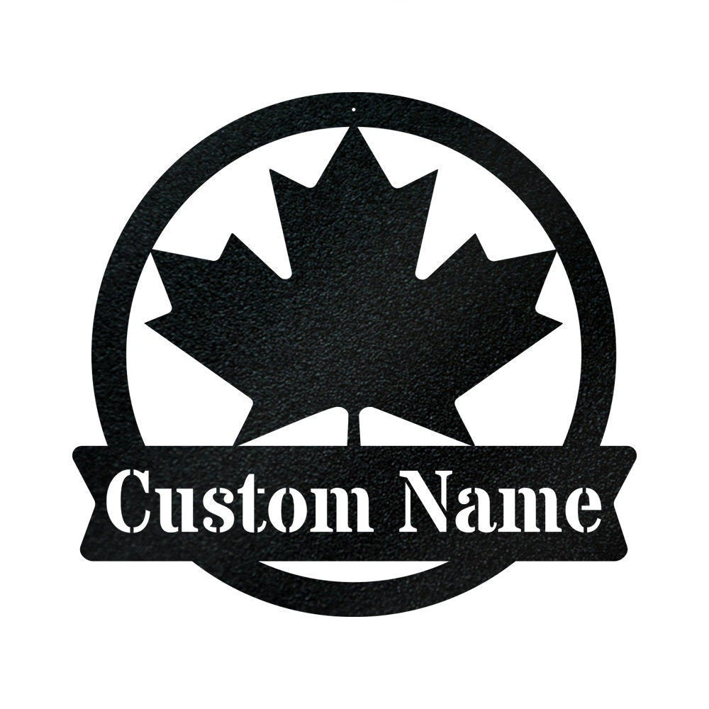 Maple Leaf Monogram Canada Metal Sign Personalized Maple Leaf Monogram Sign Family Address Sign Family Sign Canadian Gift