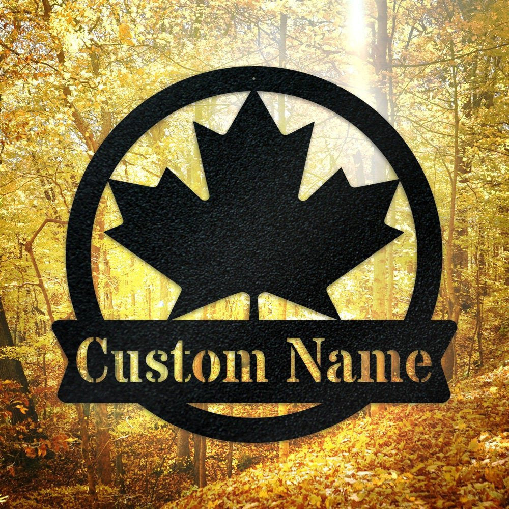 Maple Leaf Monogram Canada Metal Sign Personalized Maple Leaf Monogram Sign Family Address Sign Family Sign Canadian Gift