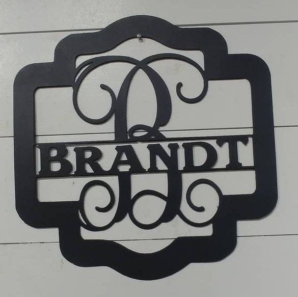 Arched Curved Letter Monogram Metal Monogram Framed Family Initial Letter Door Sign Hanger