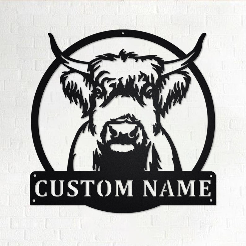 Custom Highland Cow Personalized Highland Cow Name Sign Decoration For Room Highland Cow Custom Highland Cow