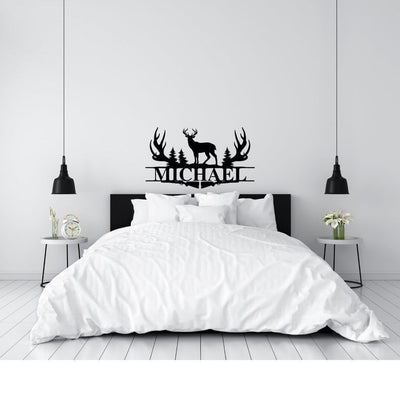 Deer Antler Name Sign Hunting Personalized Family Name Metal Sign Wedding Gift Birthday Gift Metal Monogram Sign Perso