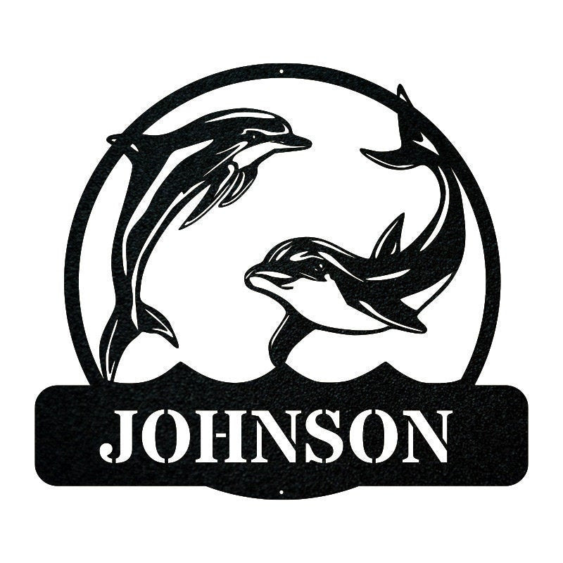 Metal Dolphin Sign Personalized Metal Monogramfamily Name Signlake House Signbeach