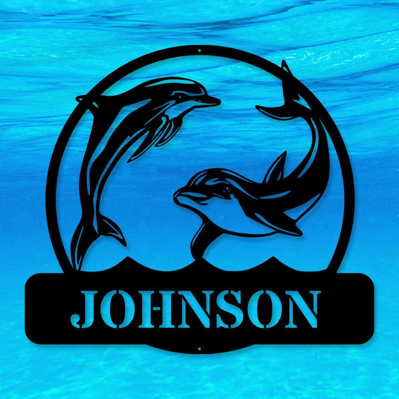 Metal Dolphin Sign Personalized Metal Monogramfamily Name Signlake House Signbeach