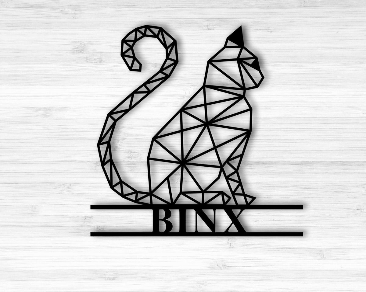 Personalized Metal Cat Sign Geometric Cat Custom Metal Cat Sign Family Cat Custom Pet Sign Personalized Pet Sign Pet Name Decor